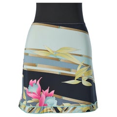 Lycra mini -skirt with bamboo and orchid print Léonard 