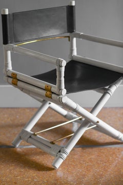 Lyda Levi McGuire director's chair in wood and leather with brass details, 1970.