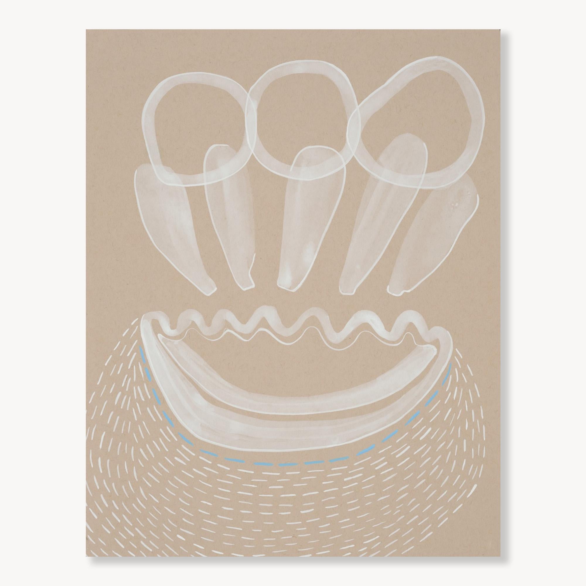 “Float 7” by Lydia Bassis carries a sense of symmetry, though never perfectly mirrored. The organic linework resists precision, instead embracing a more intuitive balance. The result is a composition that feels both thoughtful and relaxed—ideal for
