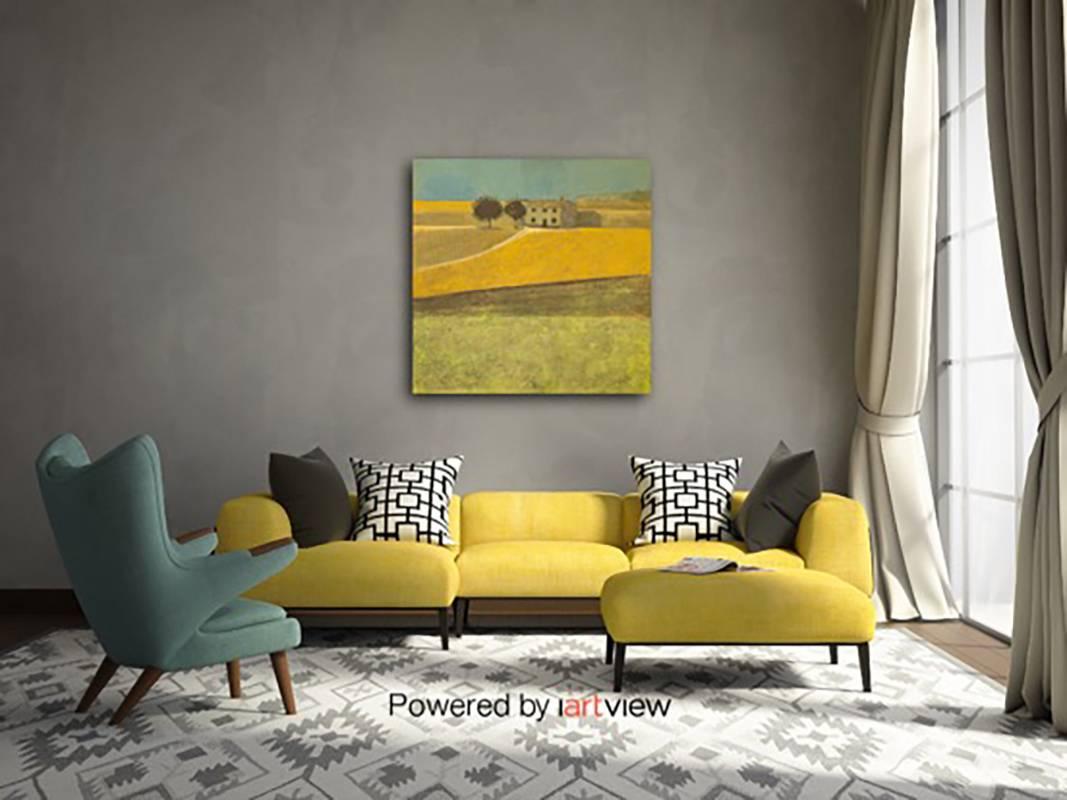 Yellow Field, Spain, Original, Impressionist Style, Brilliant Art ReviewsSigned  For Sale 1