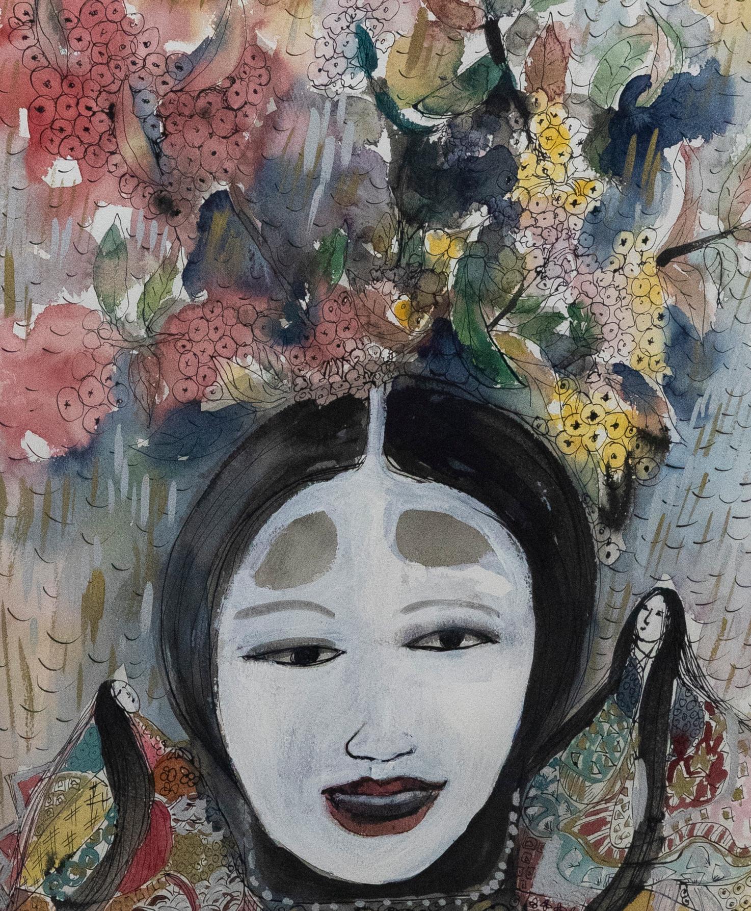 Lydia Corbett (nata nel 1934) - Tecnica mista contemporanea incorniciata, 