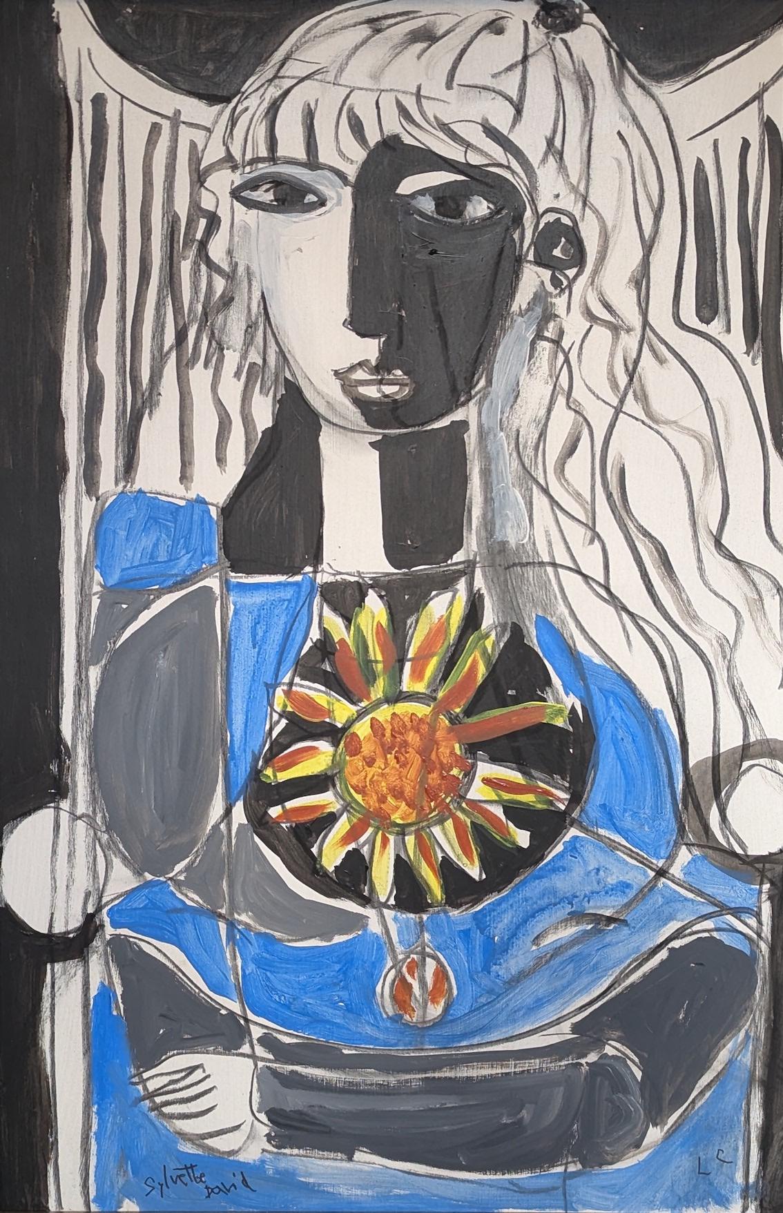 Abstract Painting di Lydia Corbett - Sylvette e l'ombra con il girasole