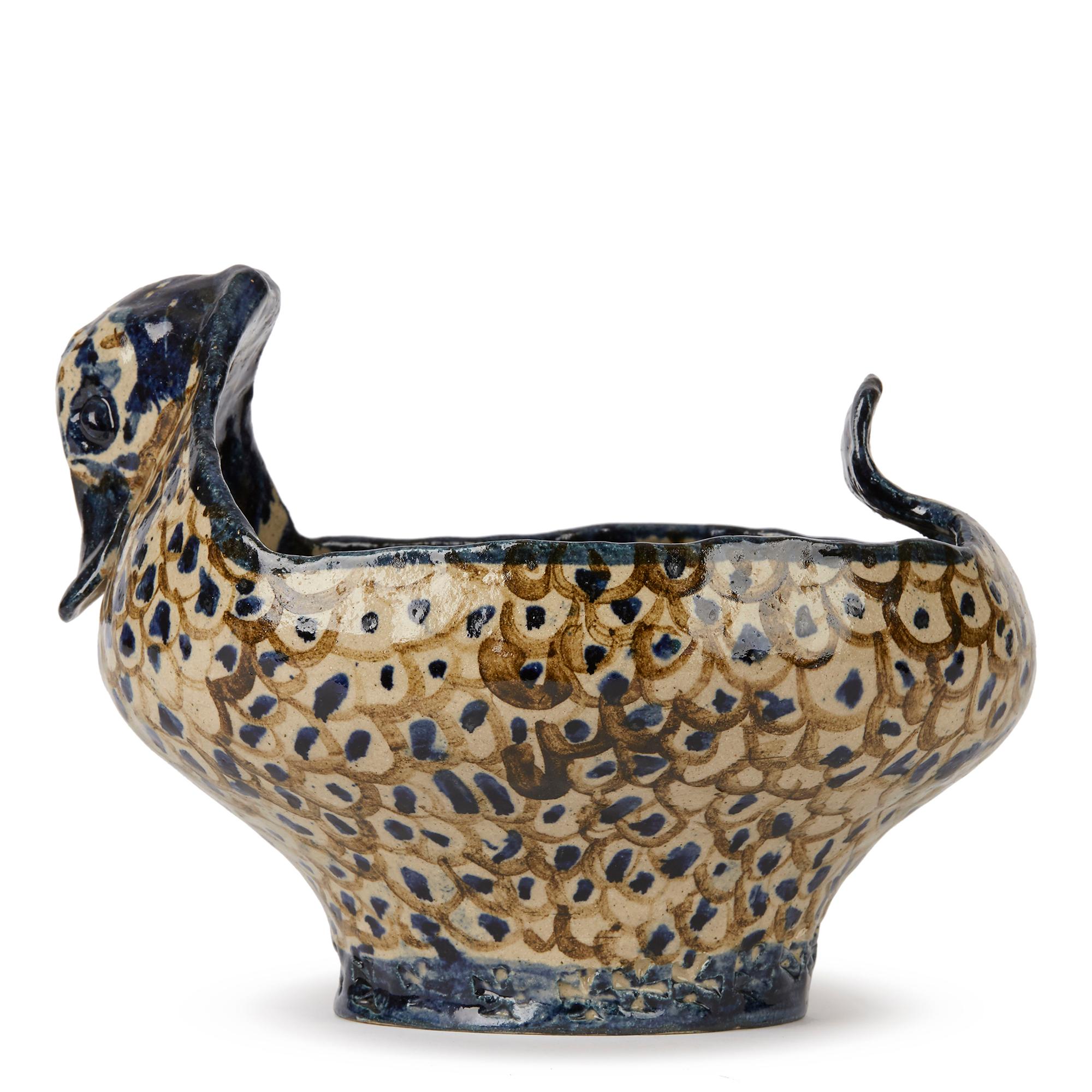 Mid-Century Modern Lydia Corbett Studio Art Pottery Duck Bowl 20th Century