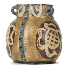 Lydia Corbett Studio Art Pottery Three Handled Vase 20th C