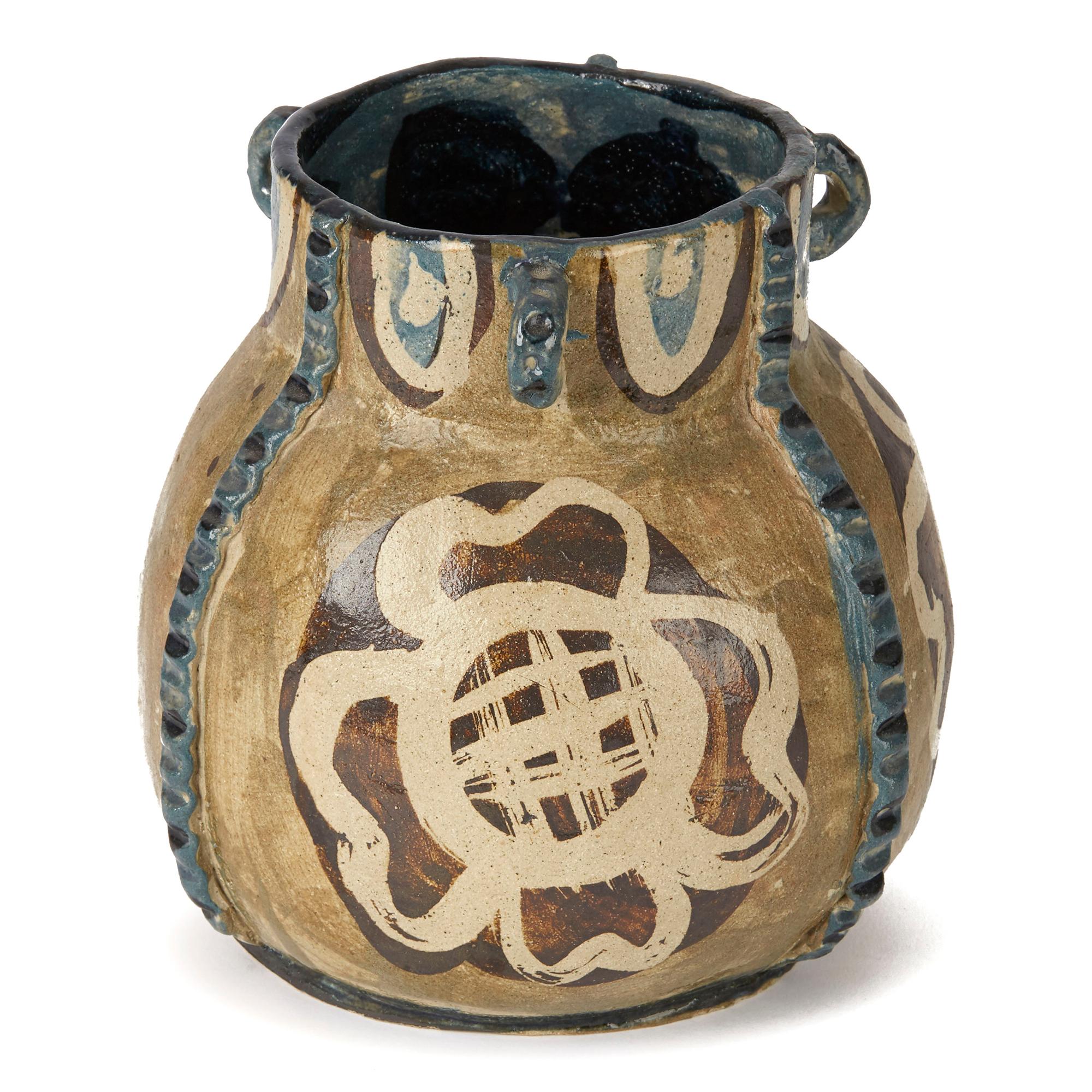 Mid-Century Modern Lydia Corbett Studio Art Pottery Three Handled Vase 20th C