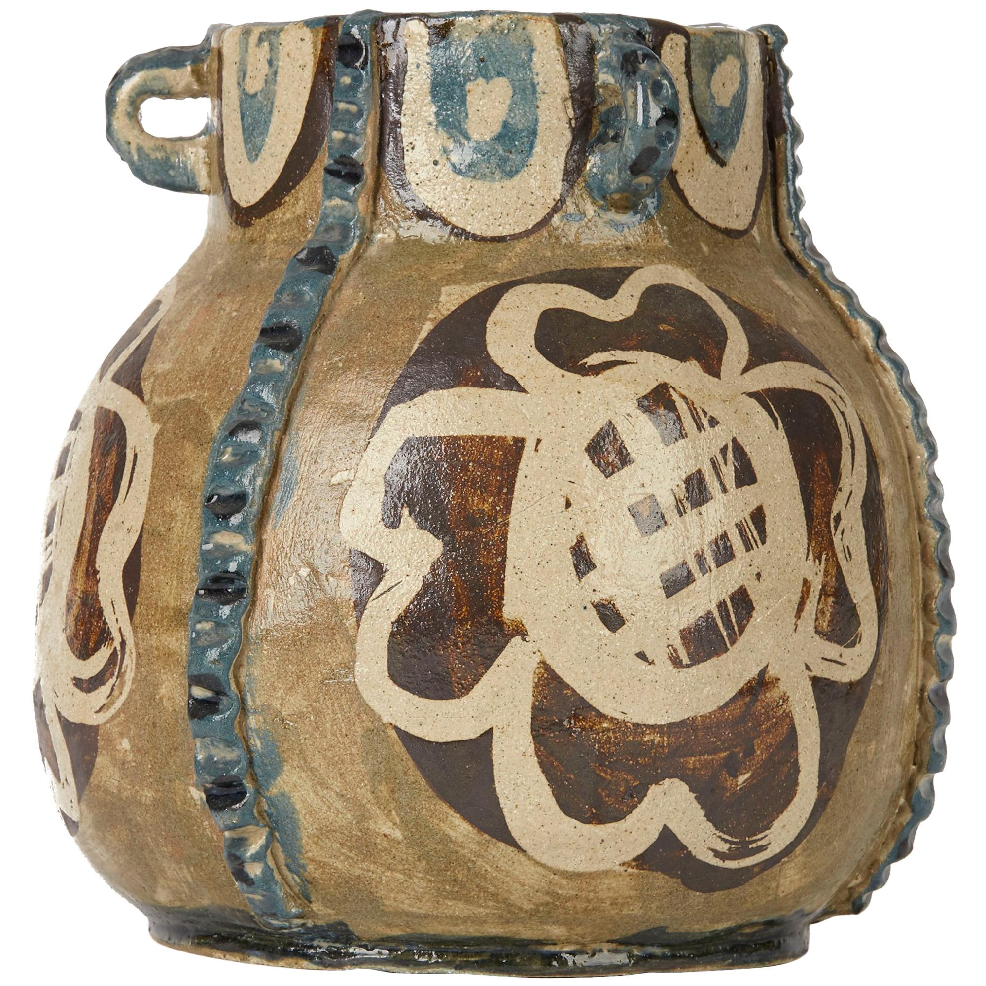 Lydia Corbett Studio Art Pottery Three Handled Vase 20th C