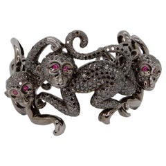 Lydia Courteille Monkey Black Diamond & Ruby Bracelet