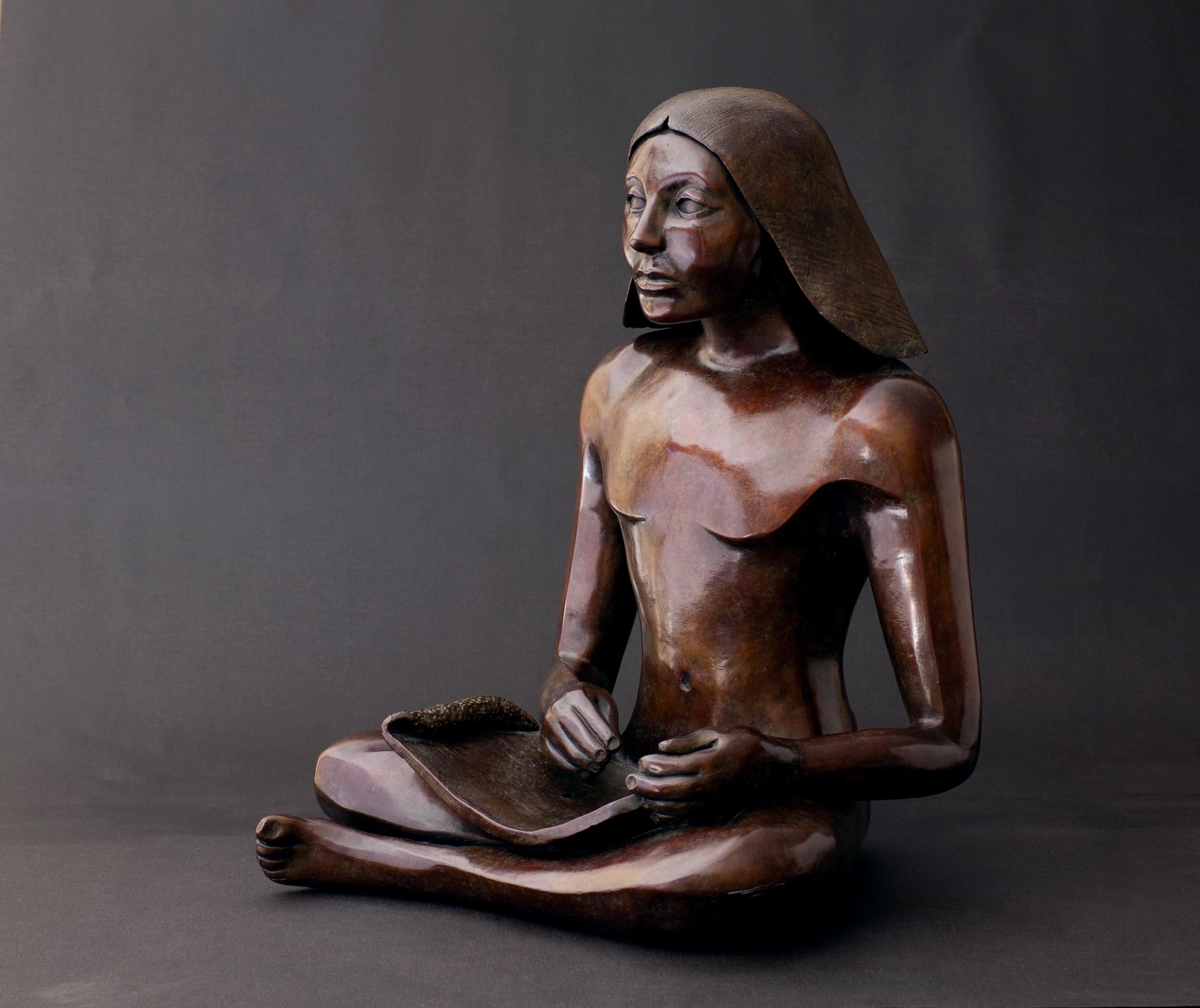 Egyptian Scribe - Sculpture by Lydia Da Silva