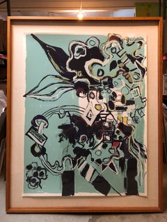 Large Format Modernist Abstract Lithograph Silkscreen Print Woman Artist
