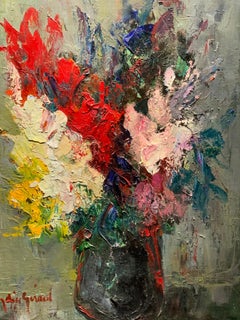 Mid Century French modernist still life of Flowers in a vase