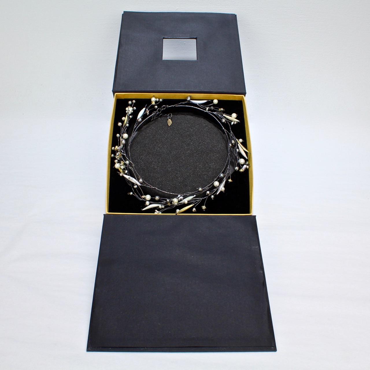 Lydia v. Gerbig-Fast Neckpiece in Sterling Silver, 14 Karat Gold, Enamel & Pearl 7