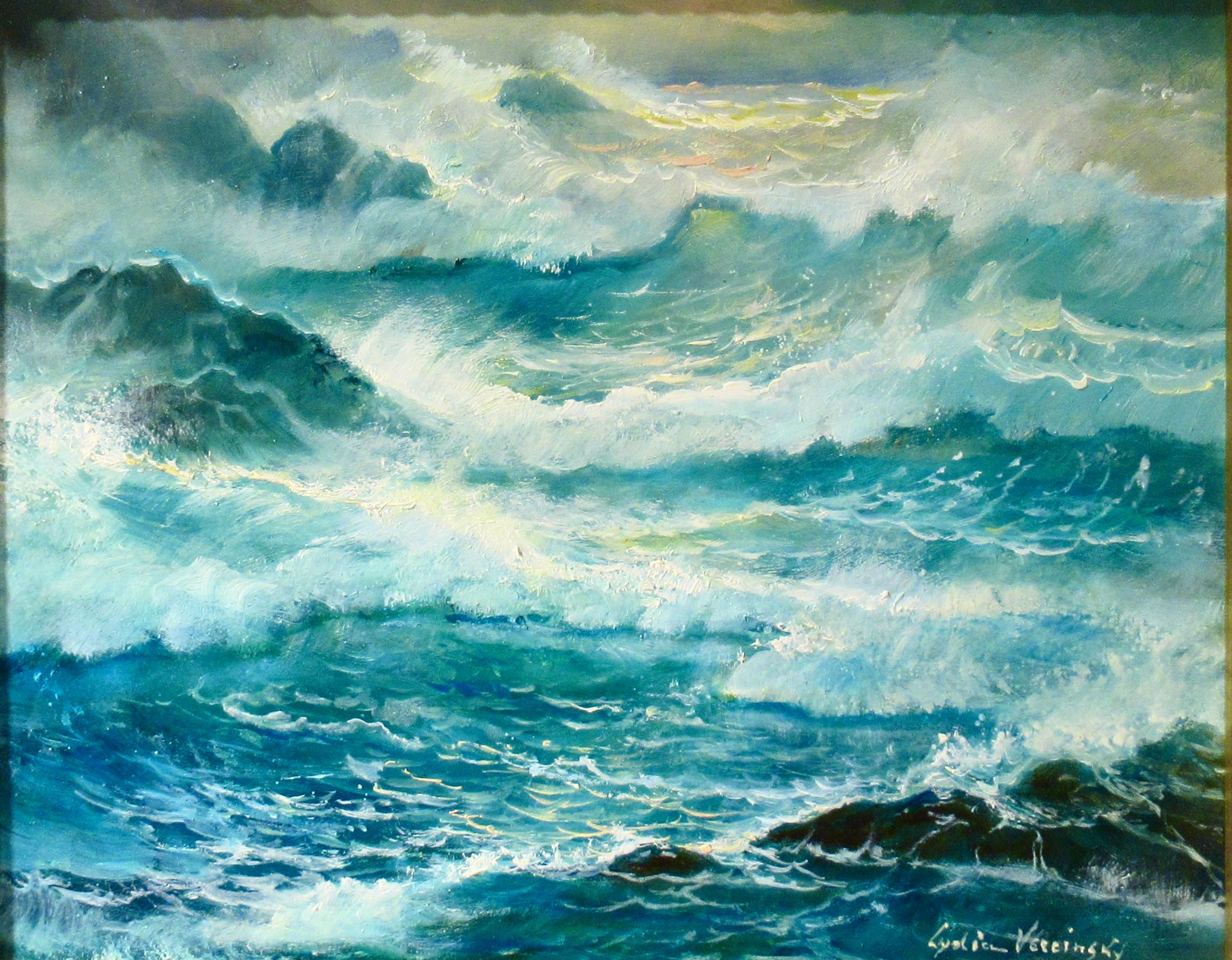 California Seascape - Painting by Lydia Vercinsky