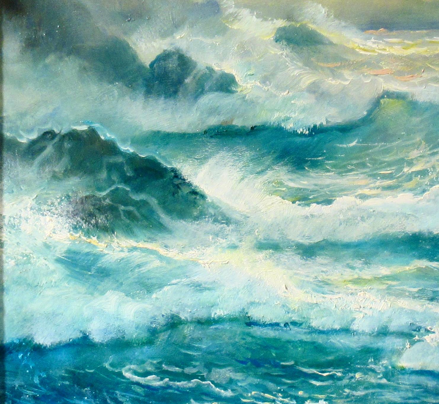 California Seascape - Realist Painting by Lydia Vercinsky