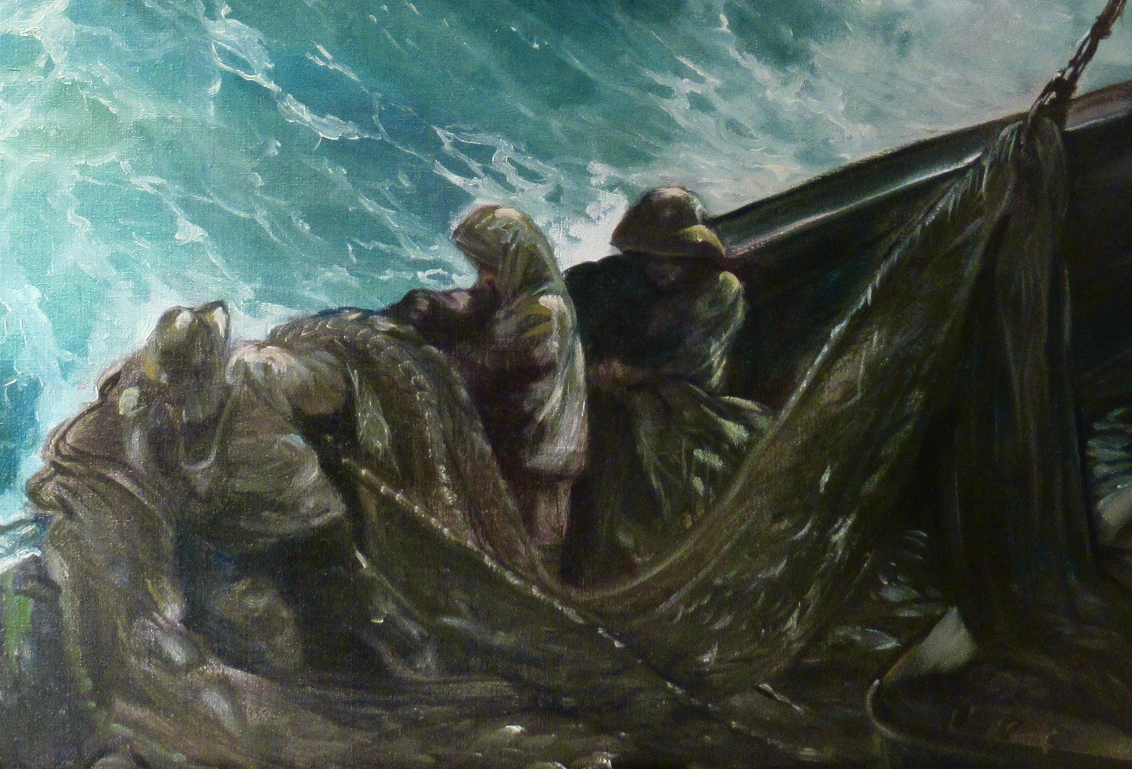Rough Sea in California Coast - Realist Painting by Lydia Vercinsky