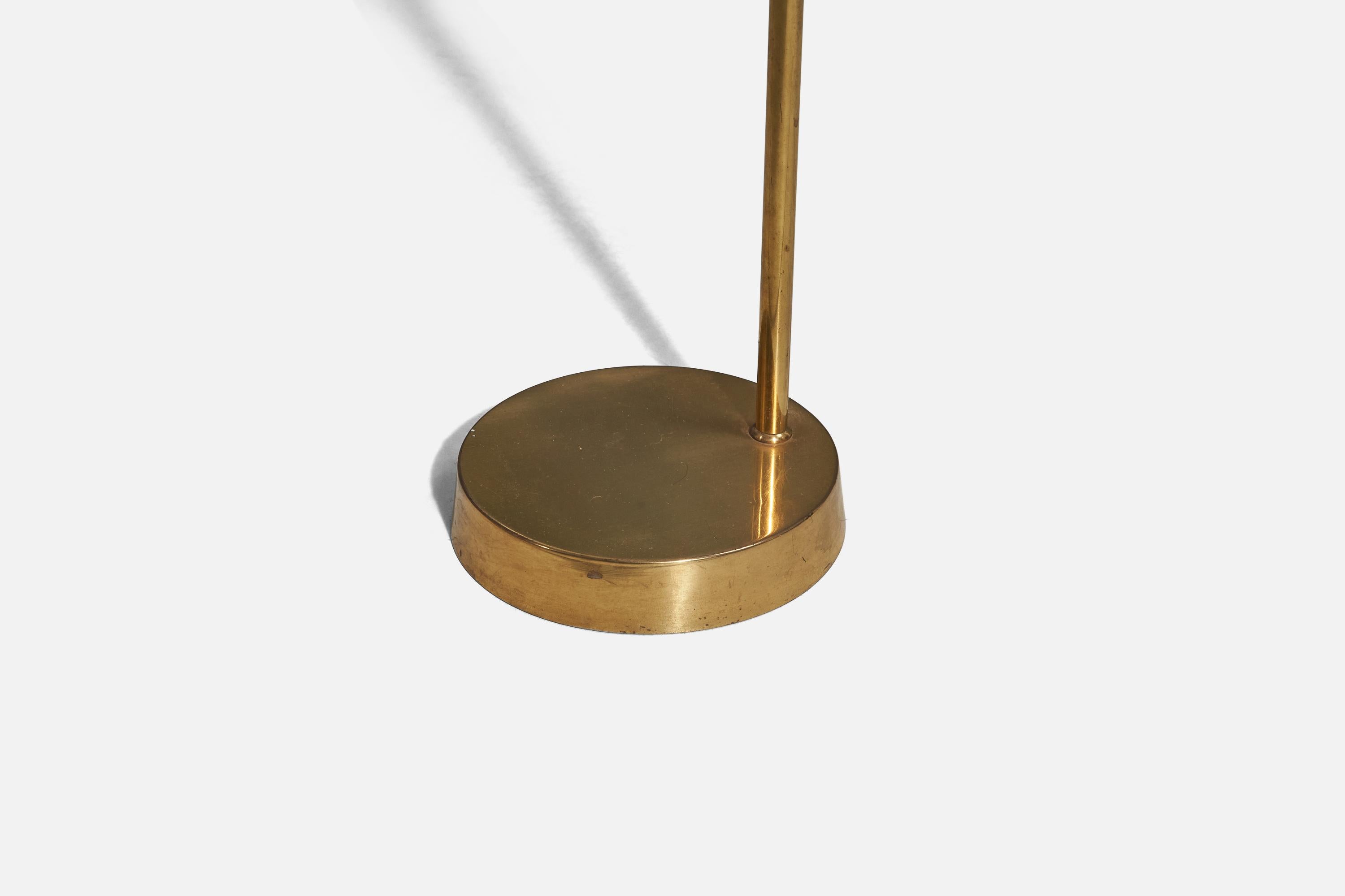Mid-20th Century Lyfa, Adjustable Floor Lamp, Brass, Red-Lacquered Metal, Denmark, 1960s For Sale
