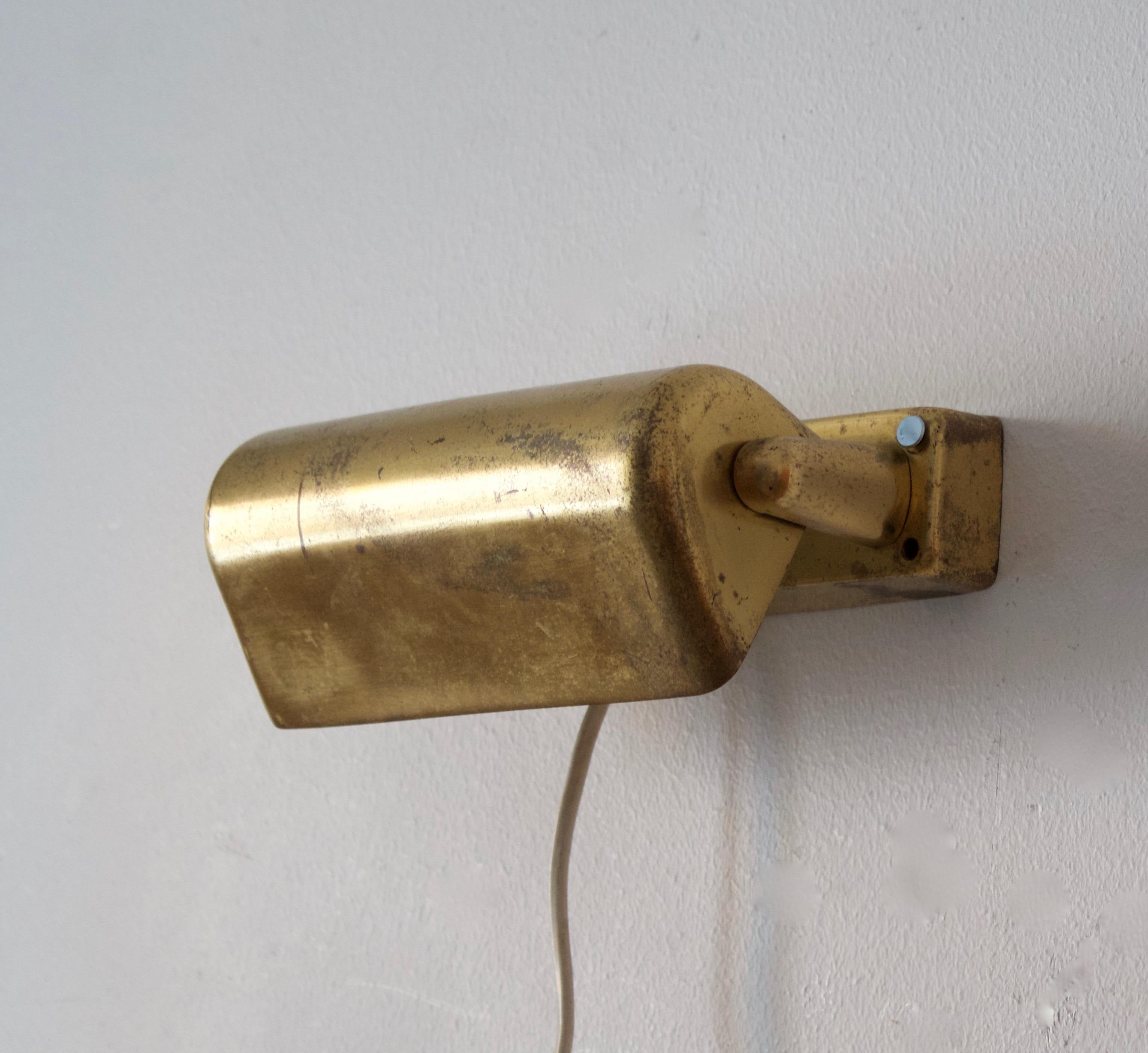Mid-Century Modern Lyfa, Adjustable, Small Wall Light / Sconce, Brass, Denmark, 1950s