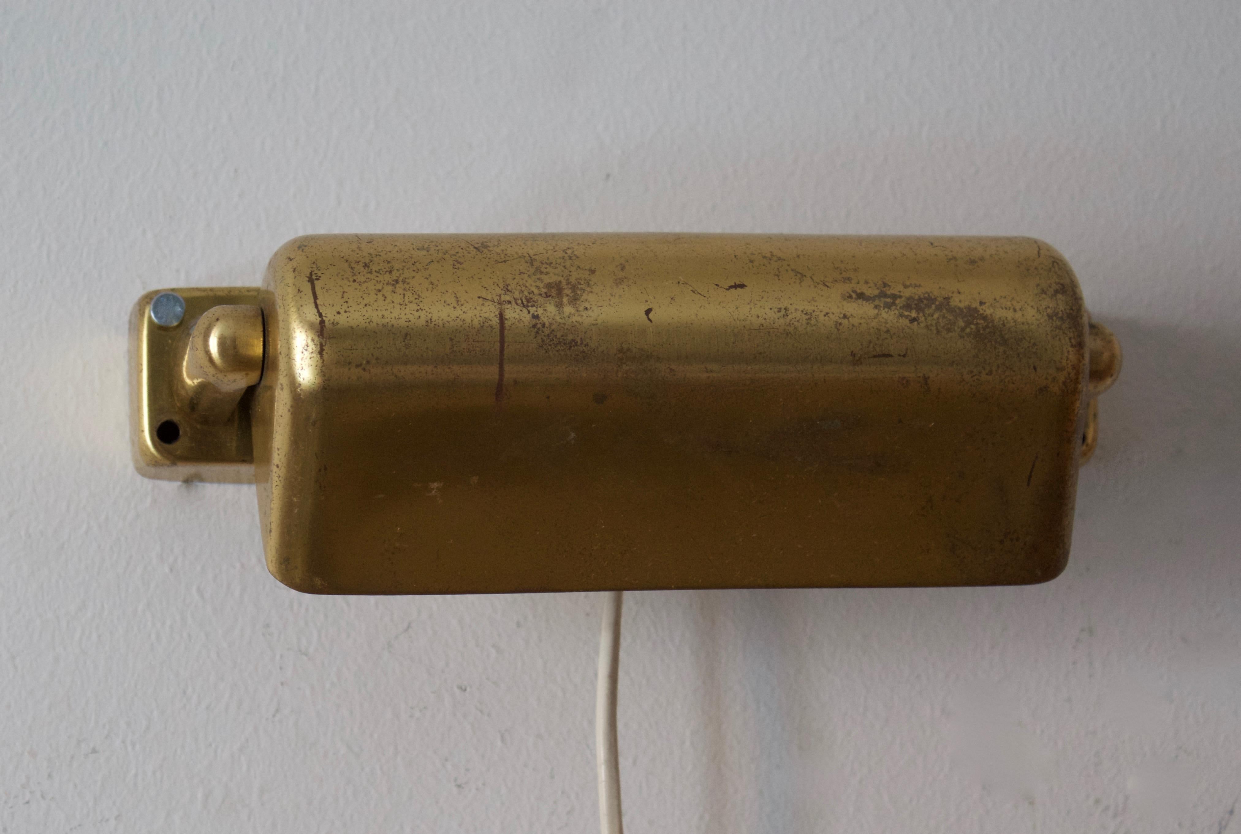 Danish Lyfa, Adjustable, Small Wall Light / Sconce, Brass, Denmark, 1950s