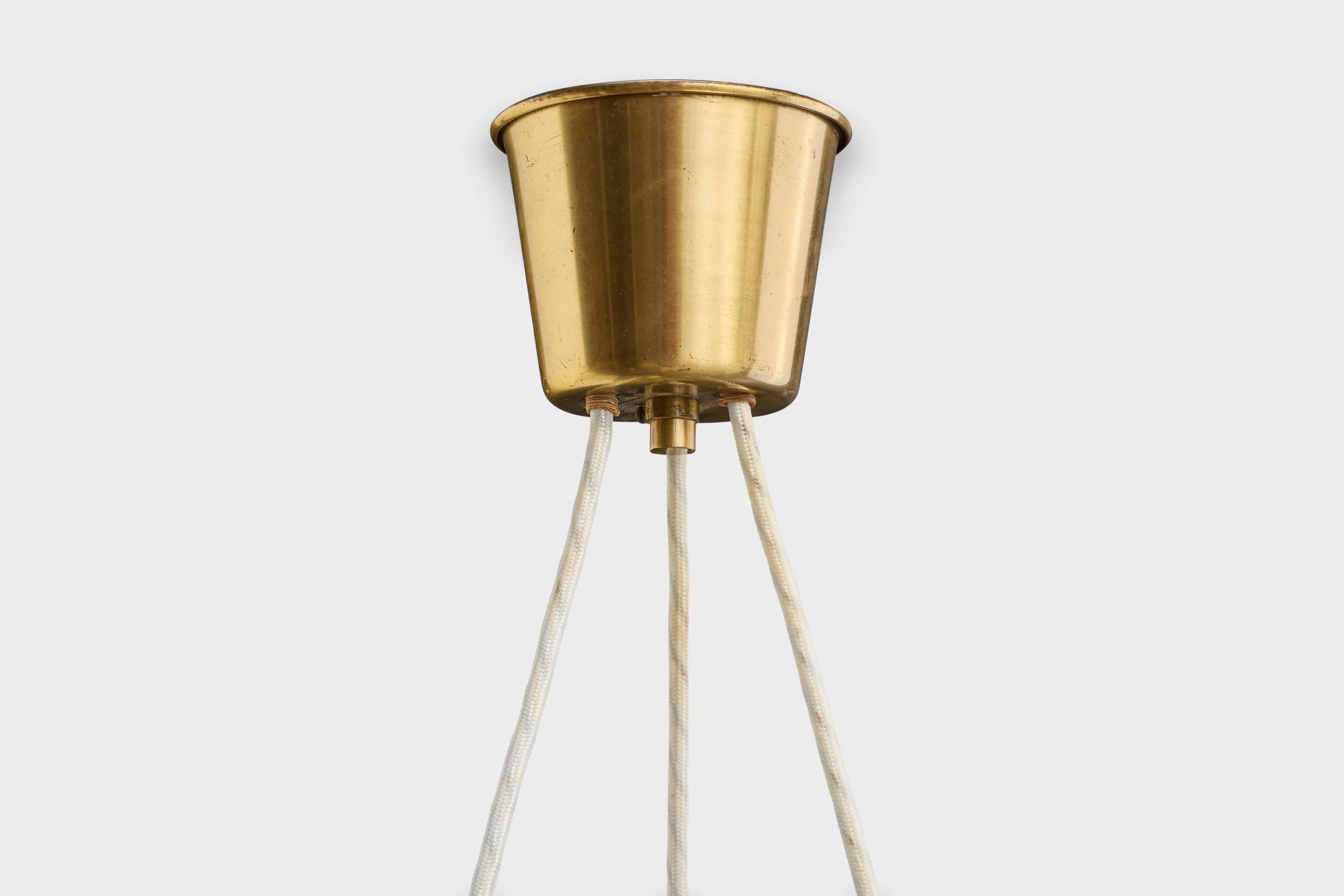 Lyfa Attribution, lampadario, ottone, vetro, Danimarca, anni '50 in vendita 3