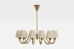 Lyfa, Kronleuchter, Messing, Stoff, Dänemark, 1950er Jahre