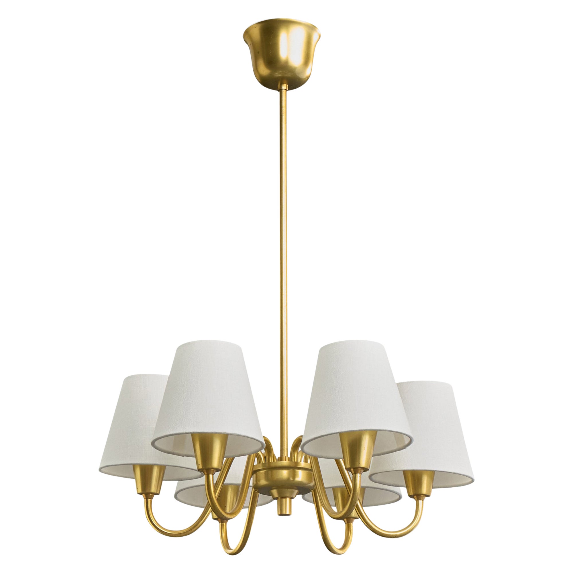 Lyfa, lampadario, ottone, tessuto, Danimarca, anni '50