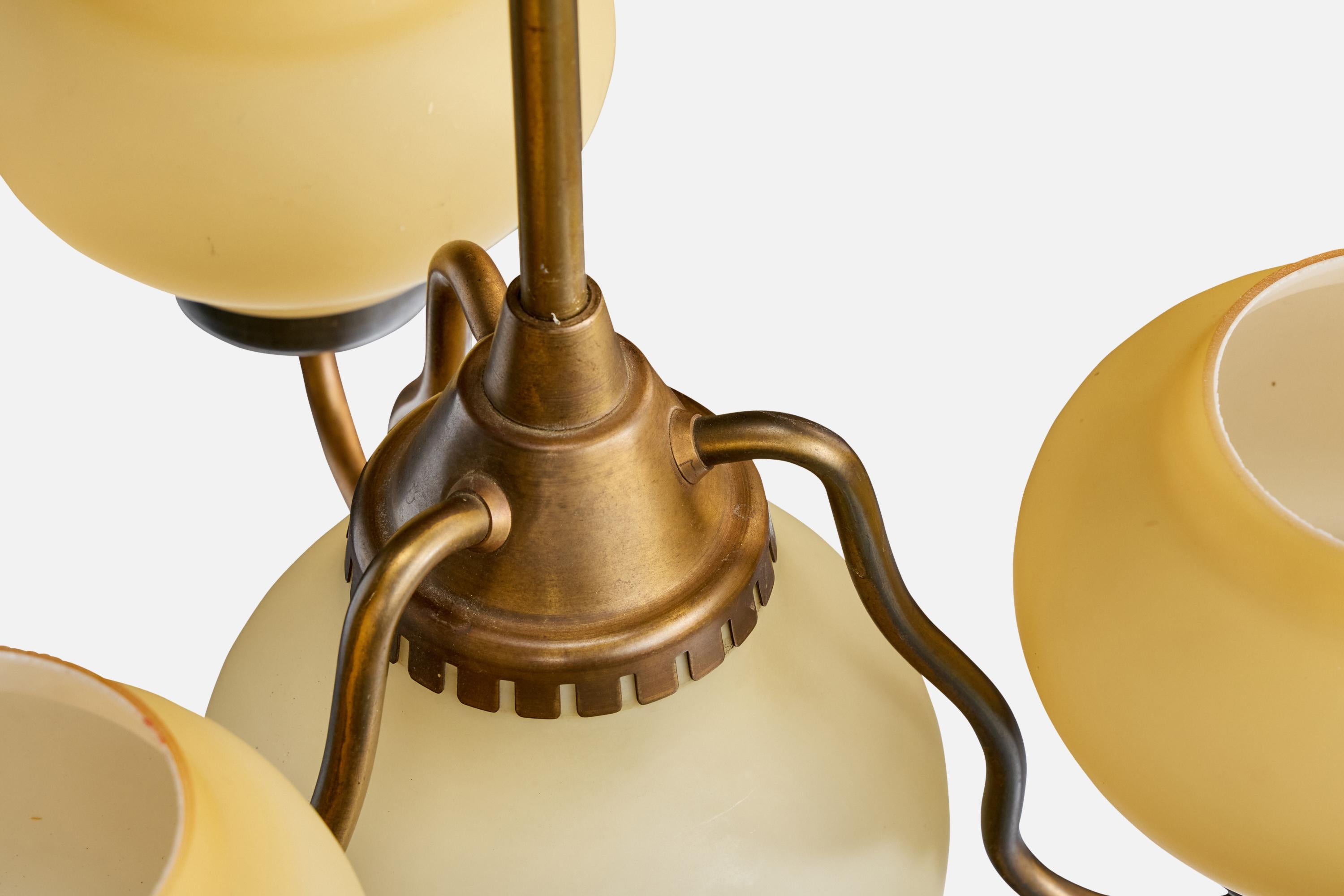 Lyfa, Lámpara de araña, Latón, Vidrio, Dinamarca, Década de 1950 en venta 5