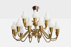 Lyfa, Lámpara de araña, Latón, Vidrio, Dinamarca, Década de 1950