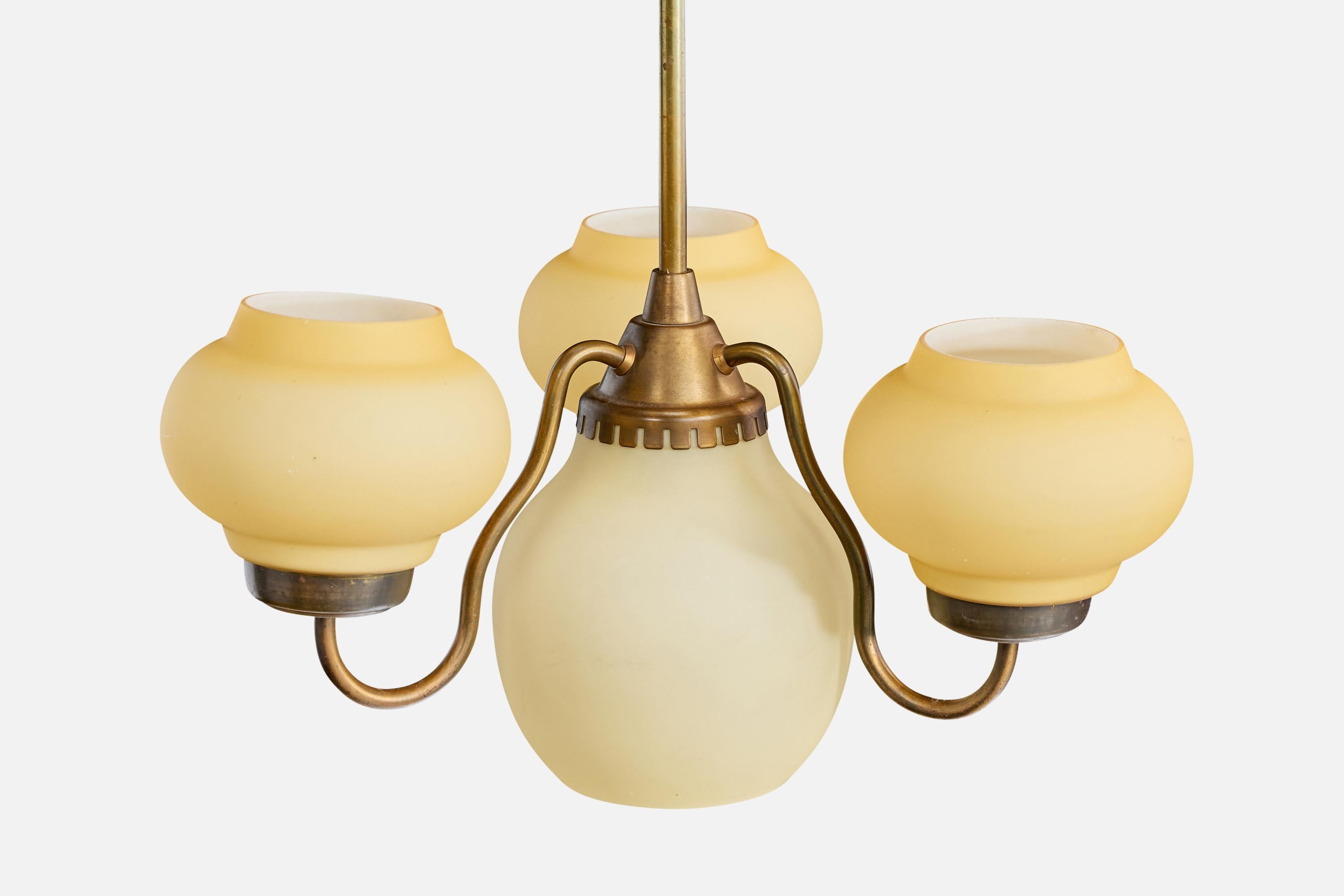 Lyfa, Lámpara de araña, Latón, Vidrio, Dinamarca, Década de 1950 mediados del siglo XX en venta