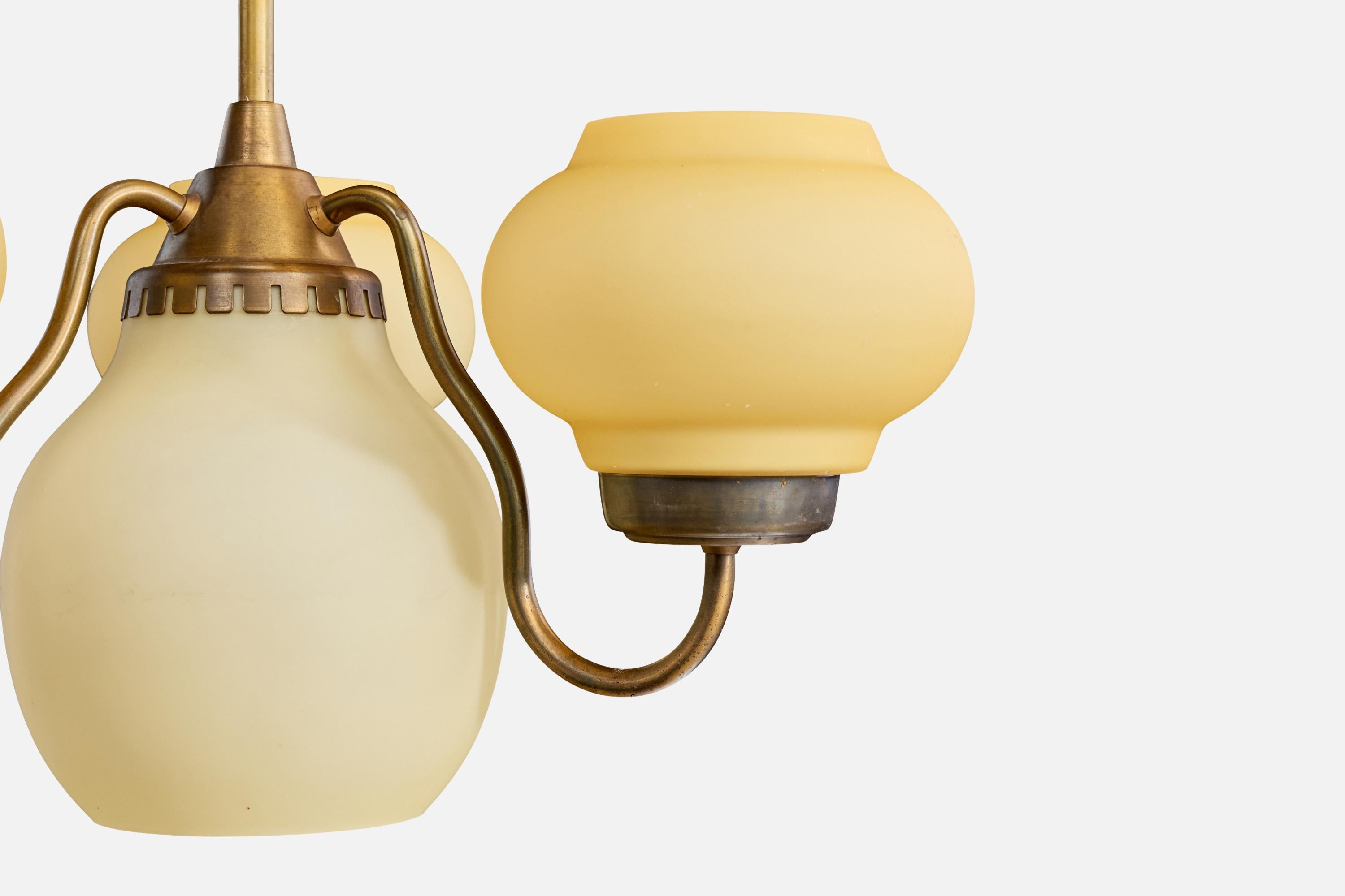 Lyfa, Lámpara de araña, Latón, Vidrio, Dinamarca, Década de 1950 en venta 1