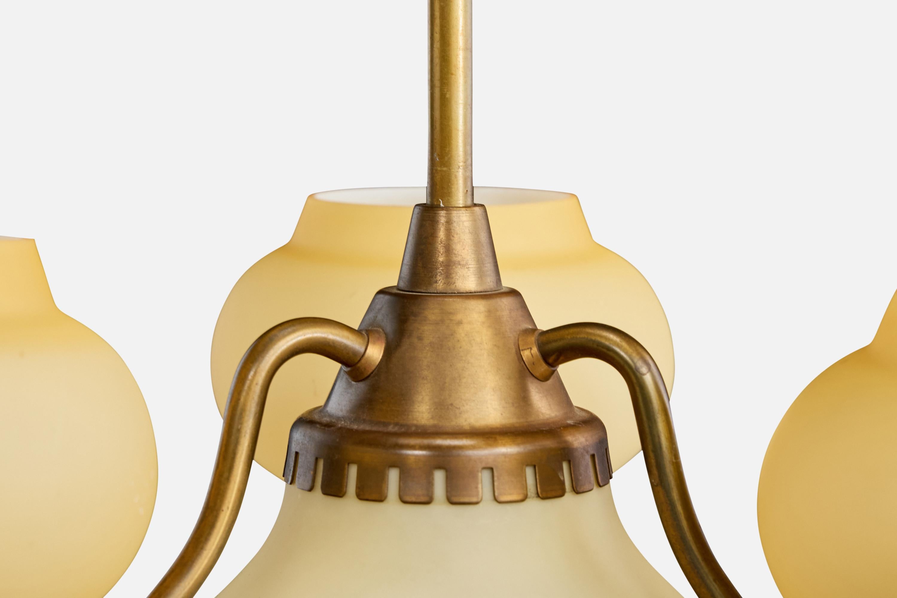 Lyfa, Lámpara de araña, Latón, Vidrio, Dinamarca, Década de 1950 en venta 4