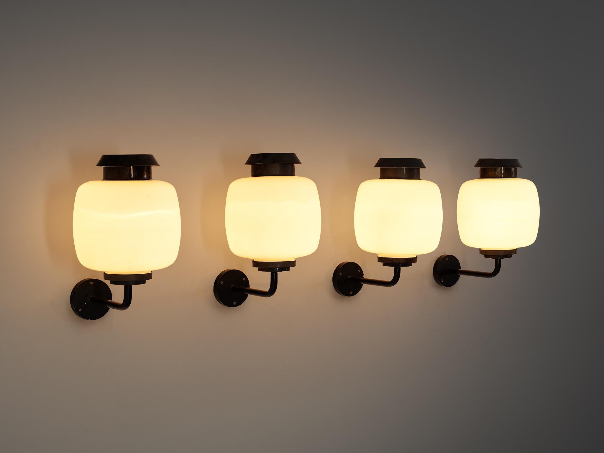 Lyfa 'Drabant' Wall Lights in White Opaque Glass and Copper For Sale 5