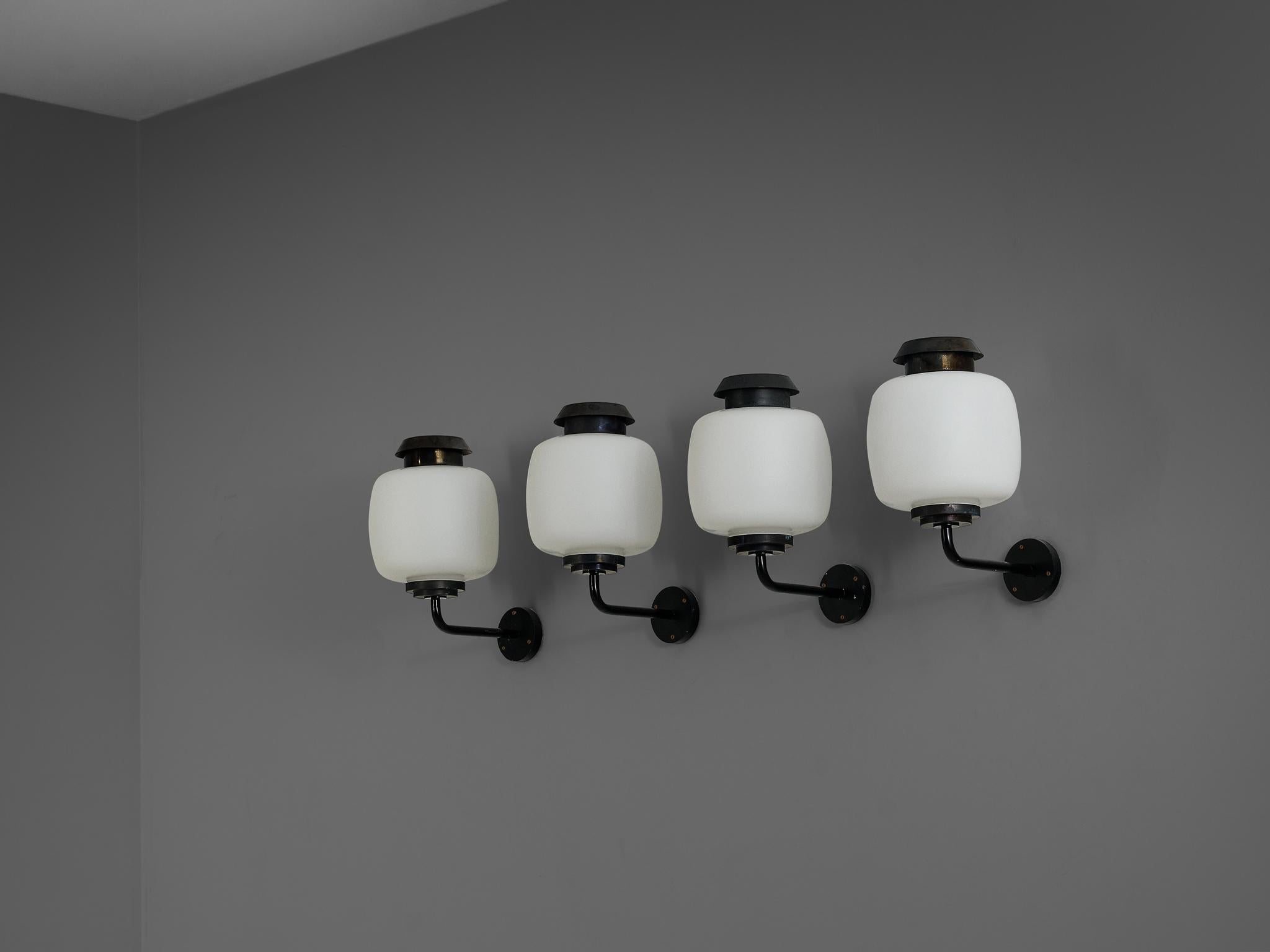 Lyfa 'Drabant' Wall Lights in White Opaque Glass and Copper For Sale 8