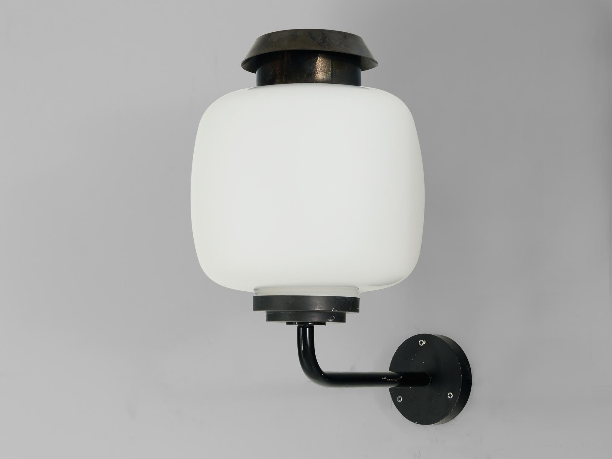 Lyfa 'Drabant' Wall Lights in White Opaque Glass and Copper For Sale 1