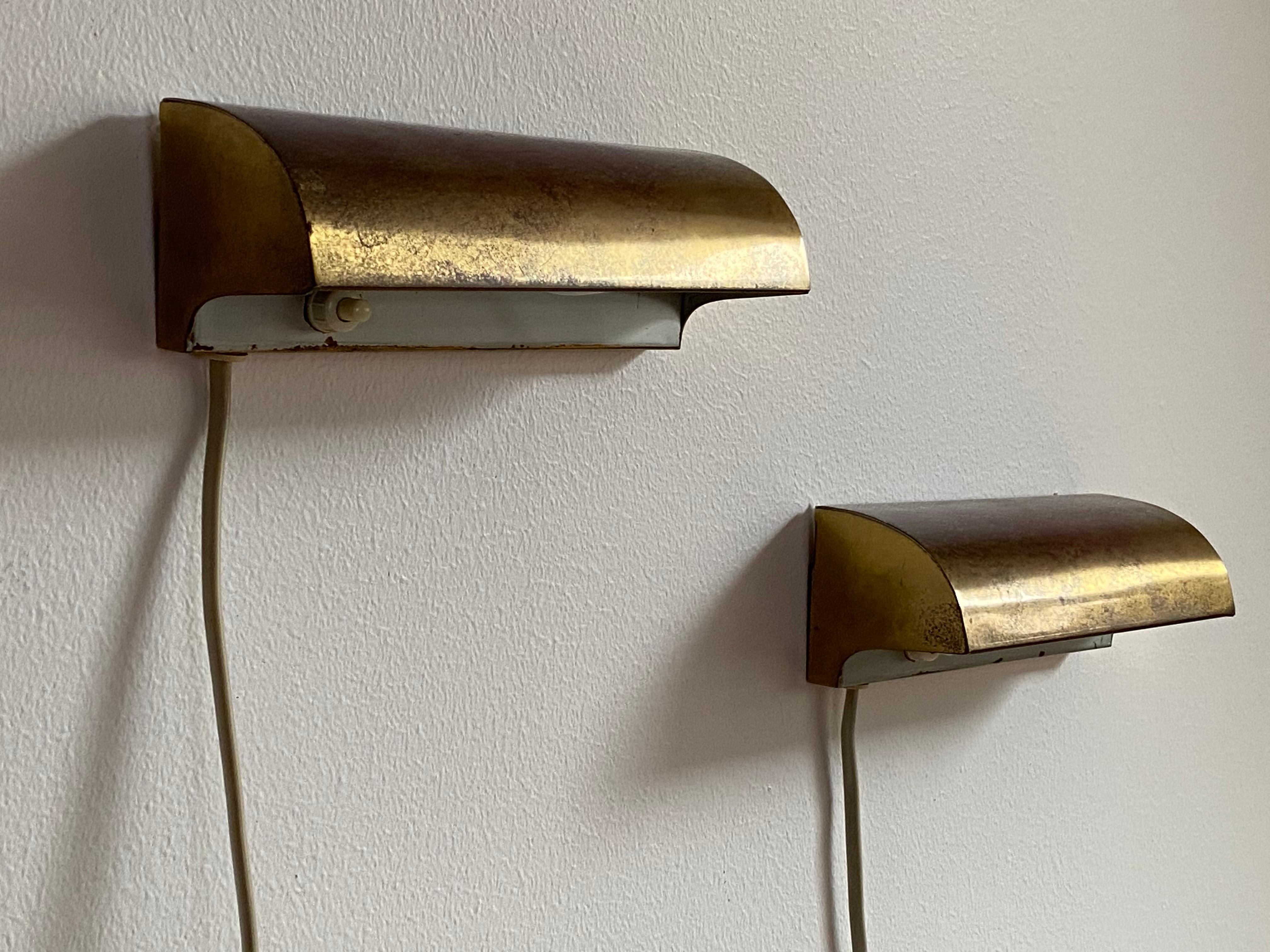 Mid-Century Modern Lyfa, Small Functionalist Wall Lights / Sconces, Brass, Denmark, 1950s
