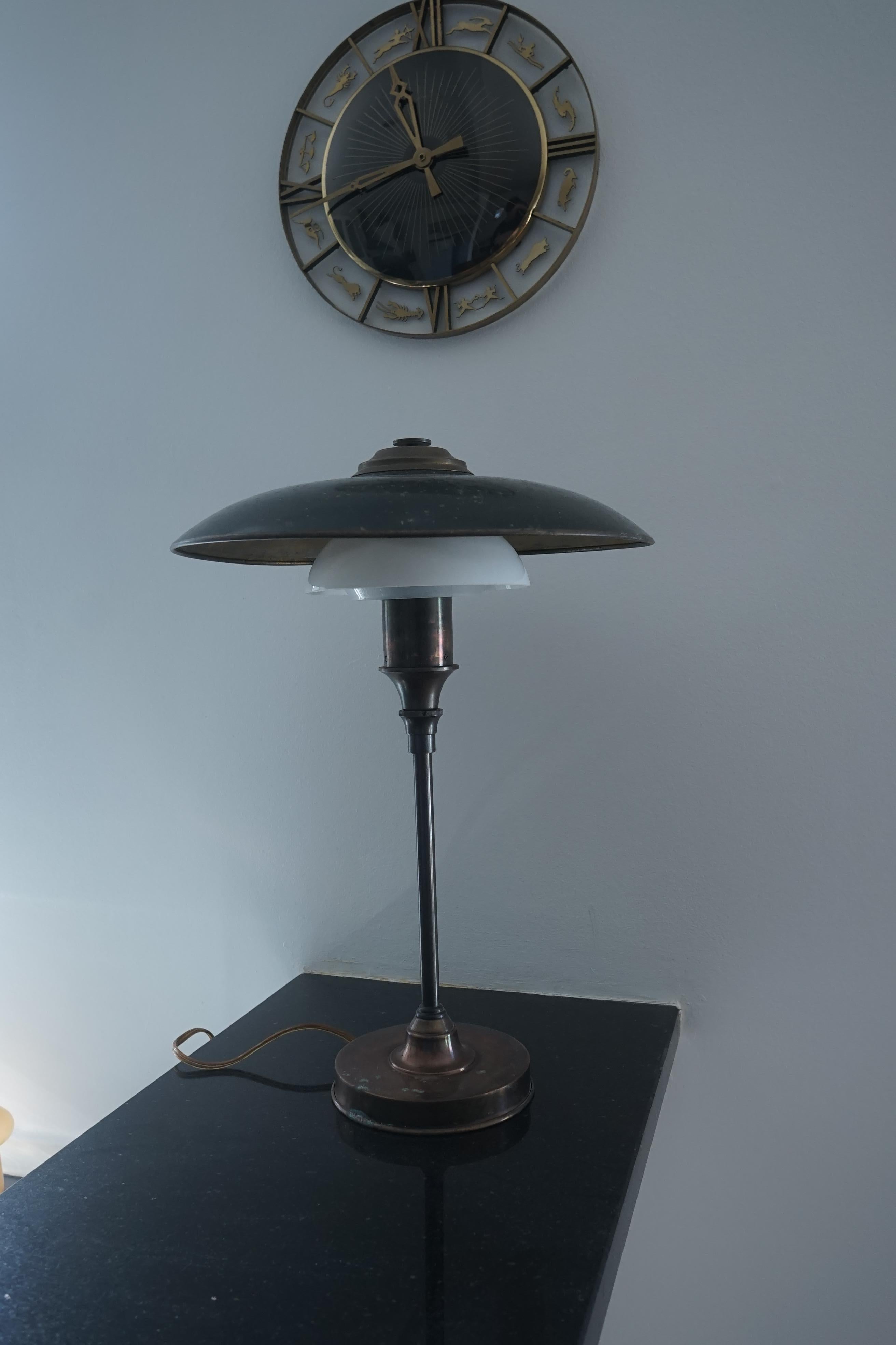 Danish Lyfa Table Lamp Bronze and Brass