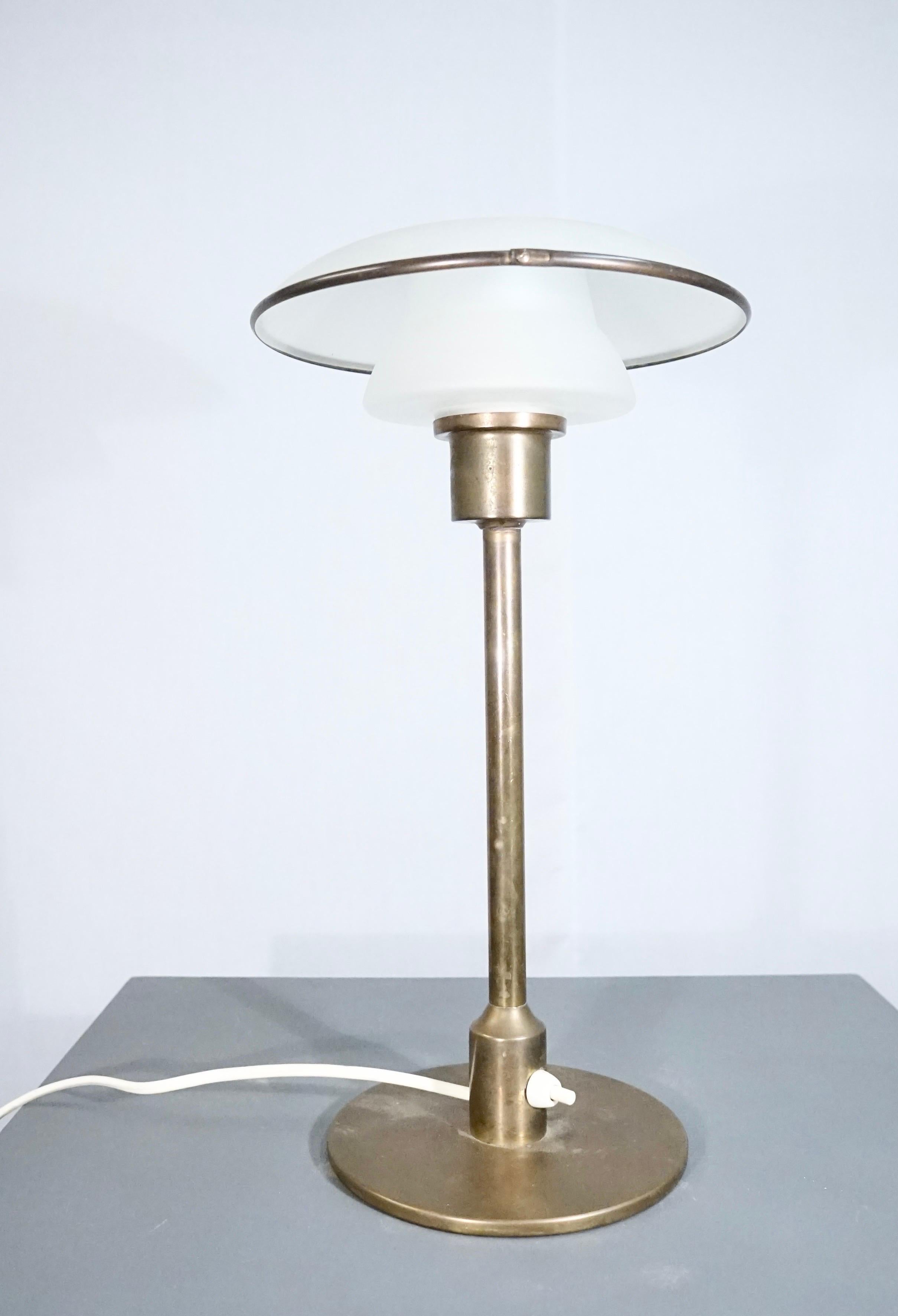 Patinated Lyfa Table Lamp in Patinaed Brass Variation of Model Ap20