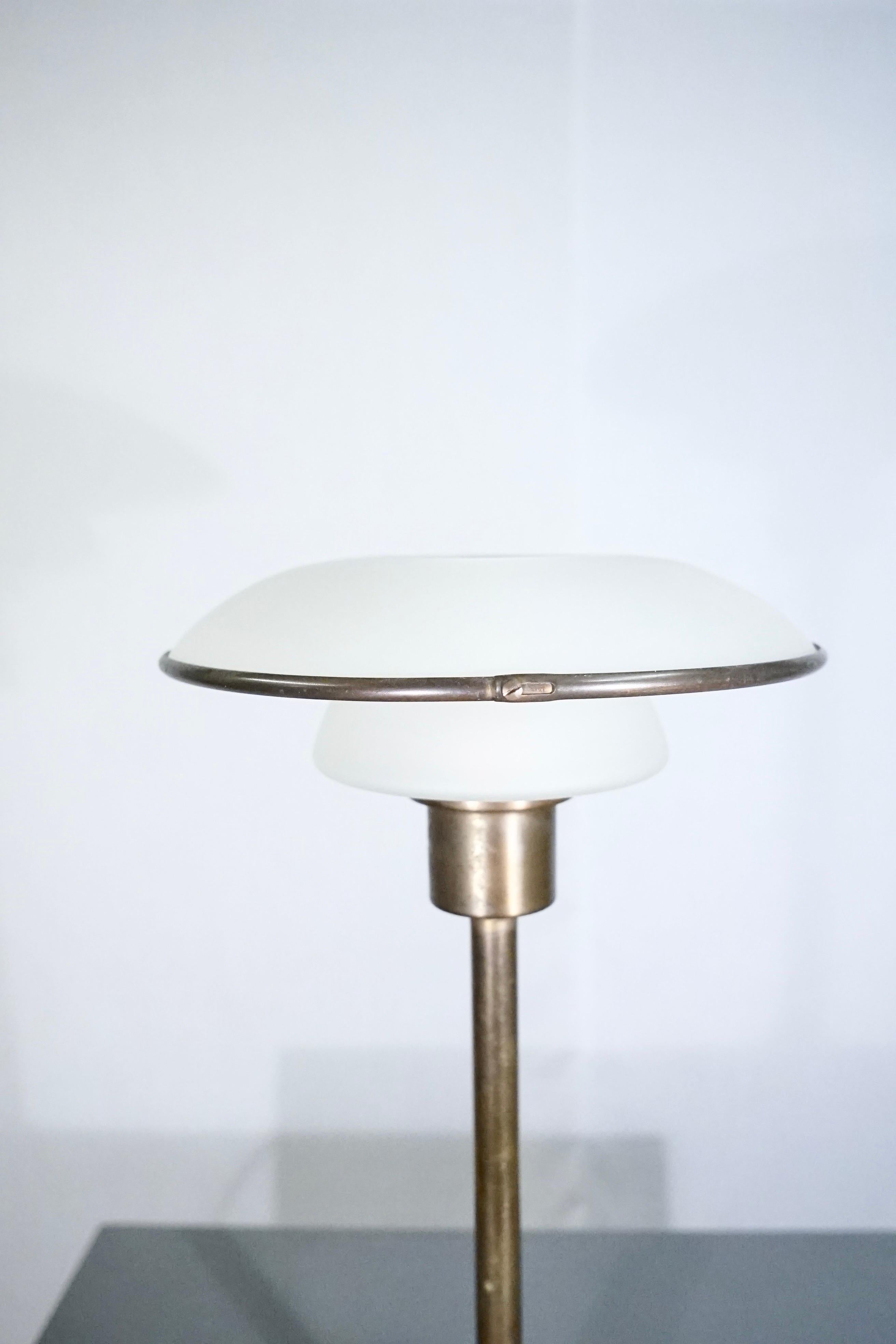 Mid-20th Century Lyfa Table Lamp in Patinaed Brass Variation of Model Ap20