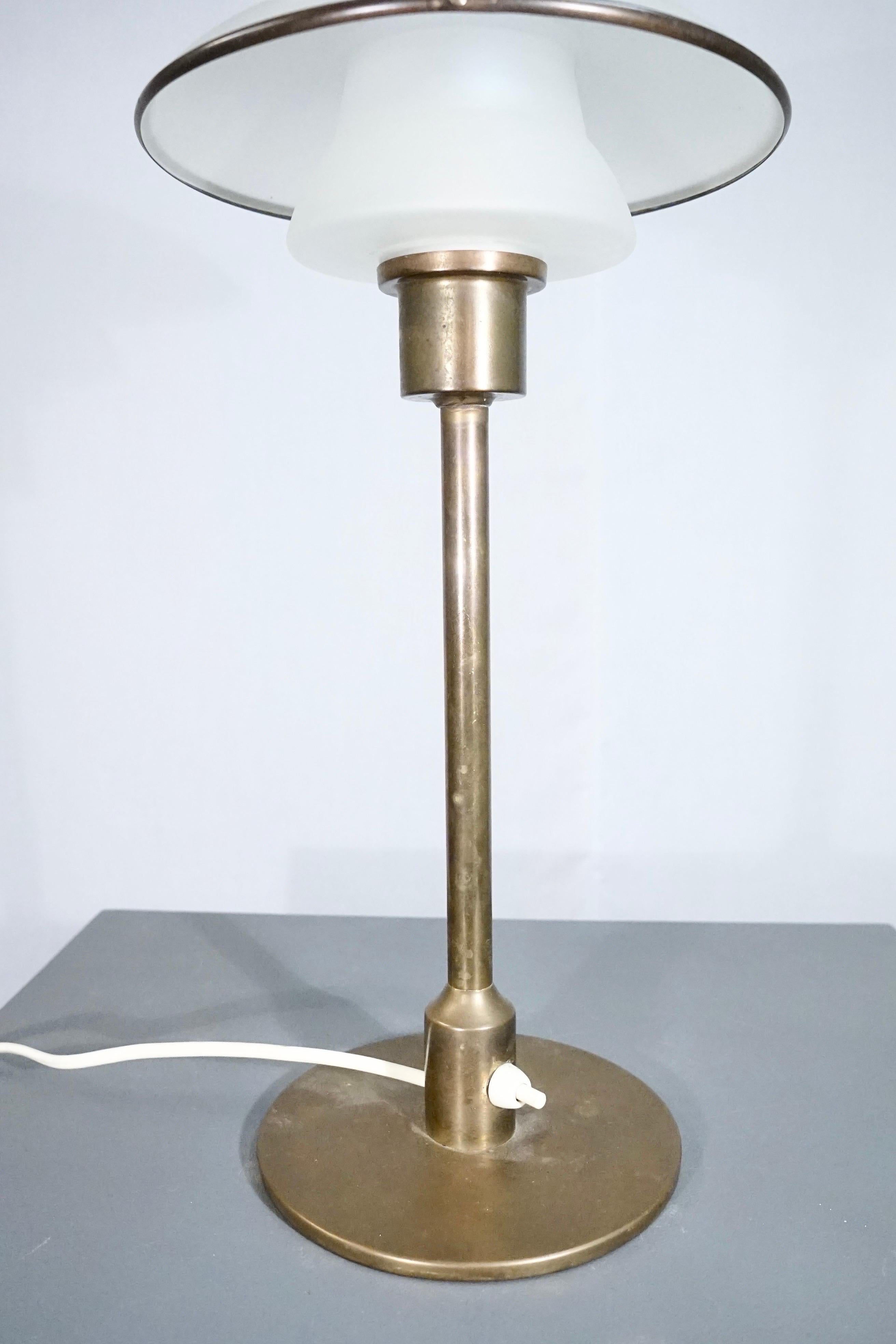 Lyfa Table Lamp in Patinaed Brass Variation of Model Ap20 1