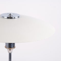 Lyfa-Tischlampe mit weißen Metallschirmen und vernickeltem Gestell, 1940er Jahre