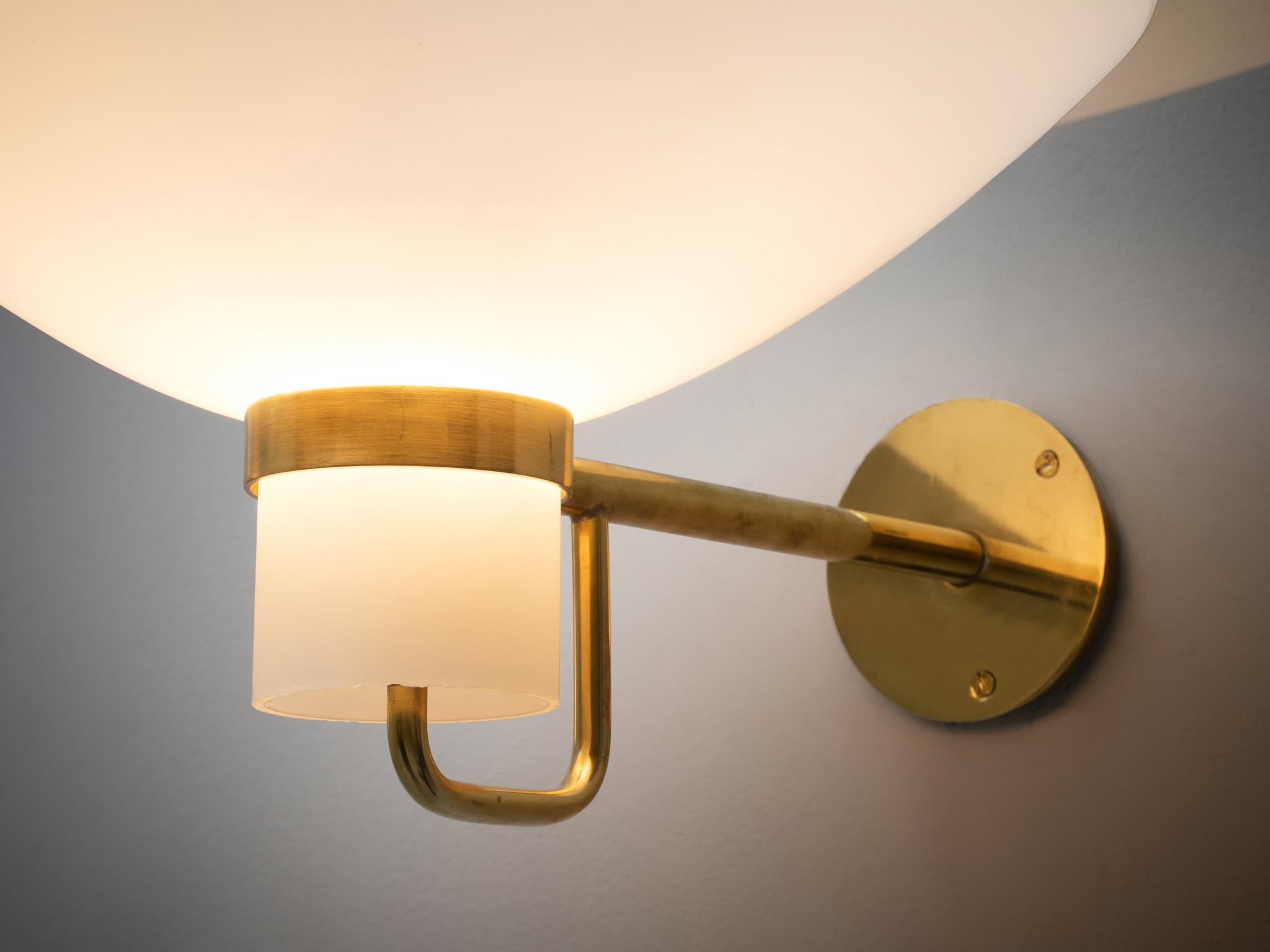 Polished Lyfa Wall Light in Solid Brass and Opal Glass