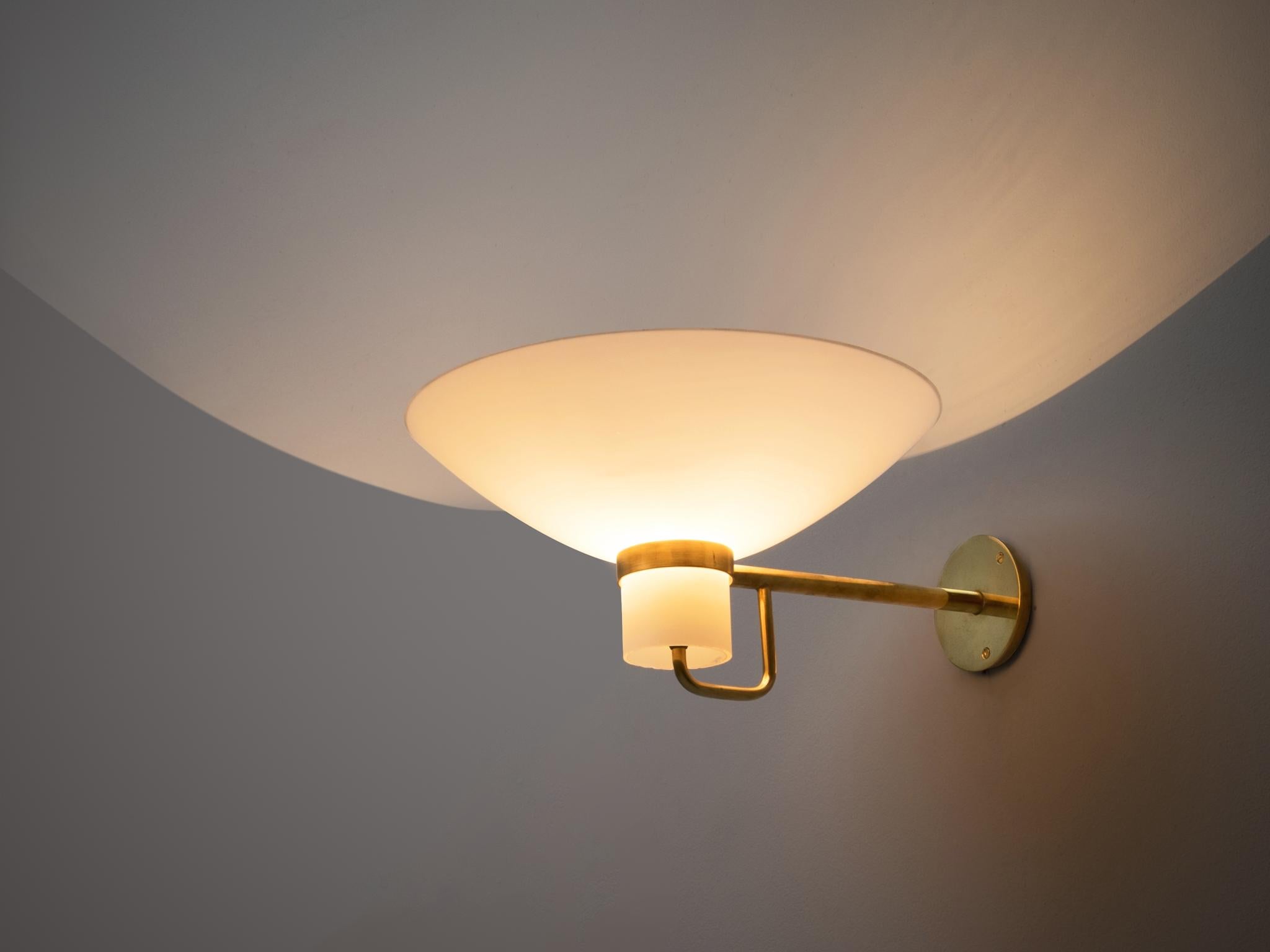 Lyfa Wall Light in Solid Brass and Opal Glass In Good Condition In Waalwijk, NL