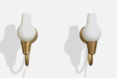 Lyfa, Wall Lights, Brass, Glass, Denmark, 1940s