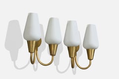 Lyfa, Wall Lights, Brass, Glass, Denmark, 1940s