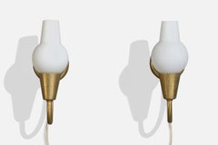 Lyfa, Wandleuchten, Messing, Glas, Dänemark, 1940er Jahre