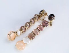 Lygia Demades Pink Tourmaline Moonstone and Rose Cut Diamond Gold Earrings