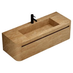 Lyke - Wall-Mounted Bathroom Vanity - Beige Travertine - Large