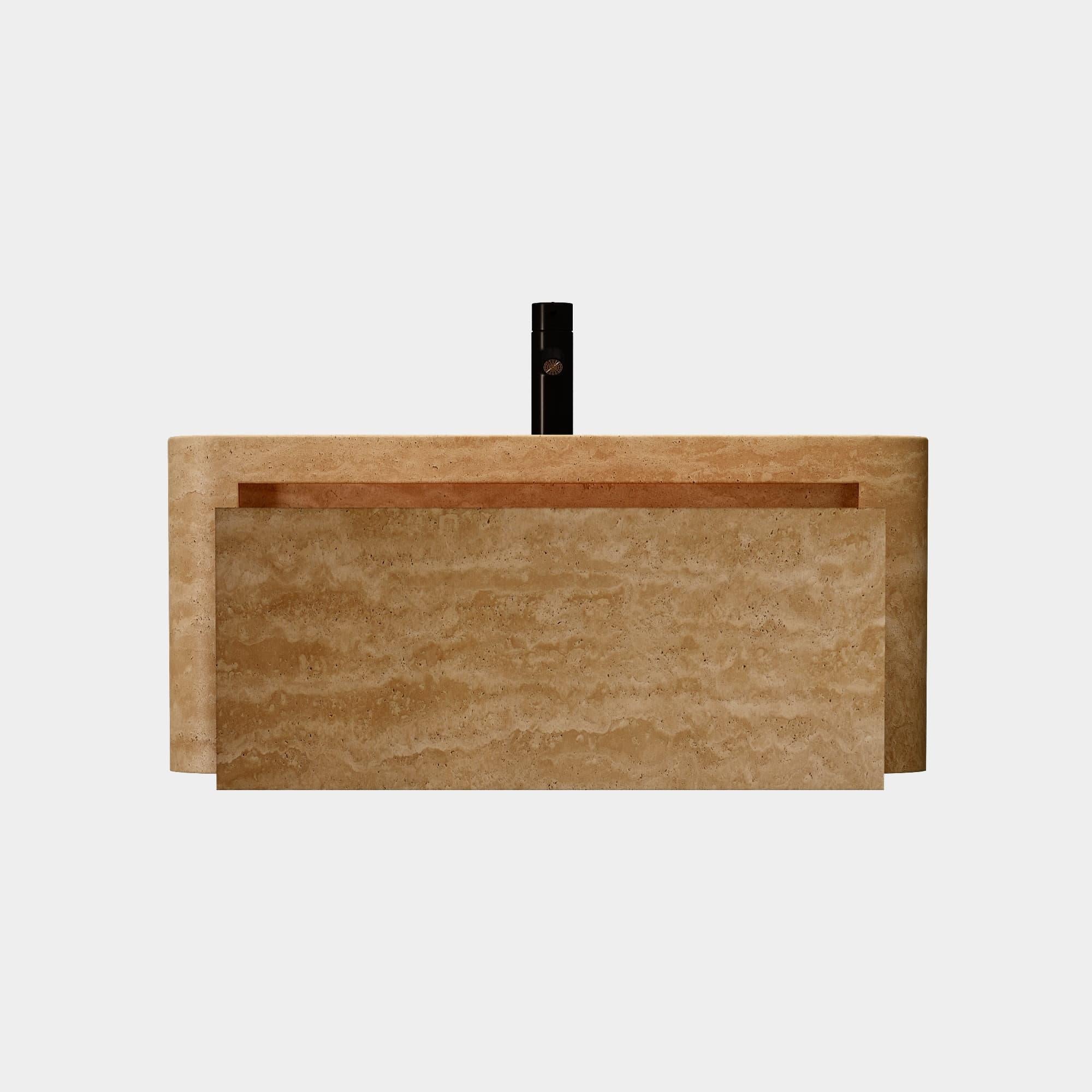 Lyke - Mobiletto da bagno a parete - Travertino beige - Medio in vendita 1