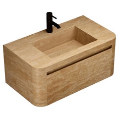 Lyke - Wall-Mounted Bathroom Vanity - Beige Travertine - Medium
