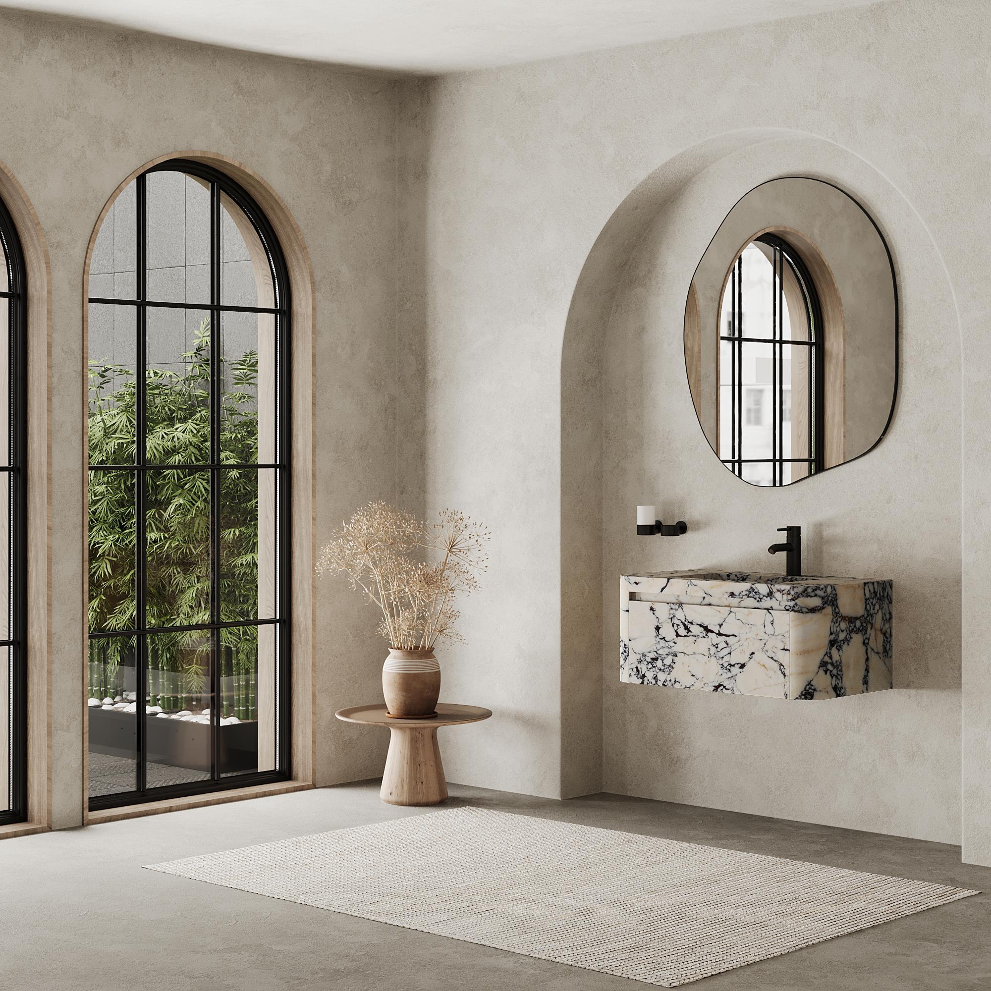 Lyke – Wandschminktisch für das Badezimmer – Calacatta Viola – groß (Marmor) im Angebot