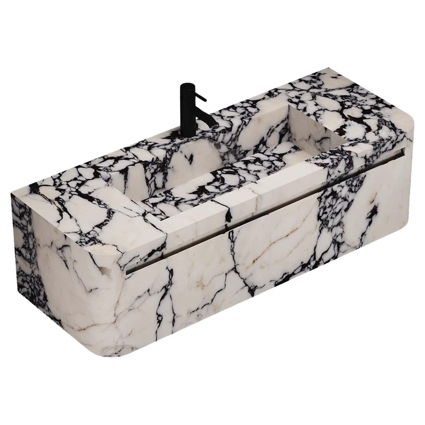 Lyke - Mueble de cuarto de baño suspendido - Calacatta Viola - Grande