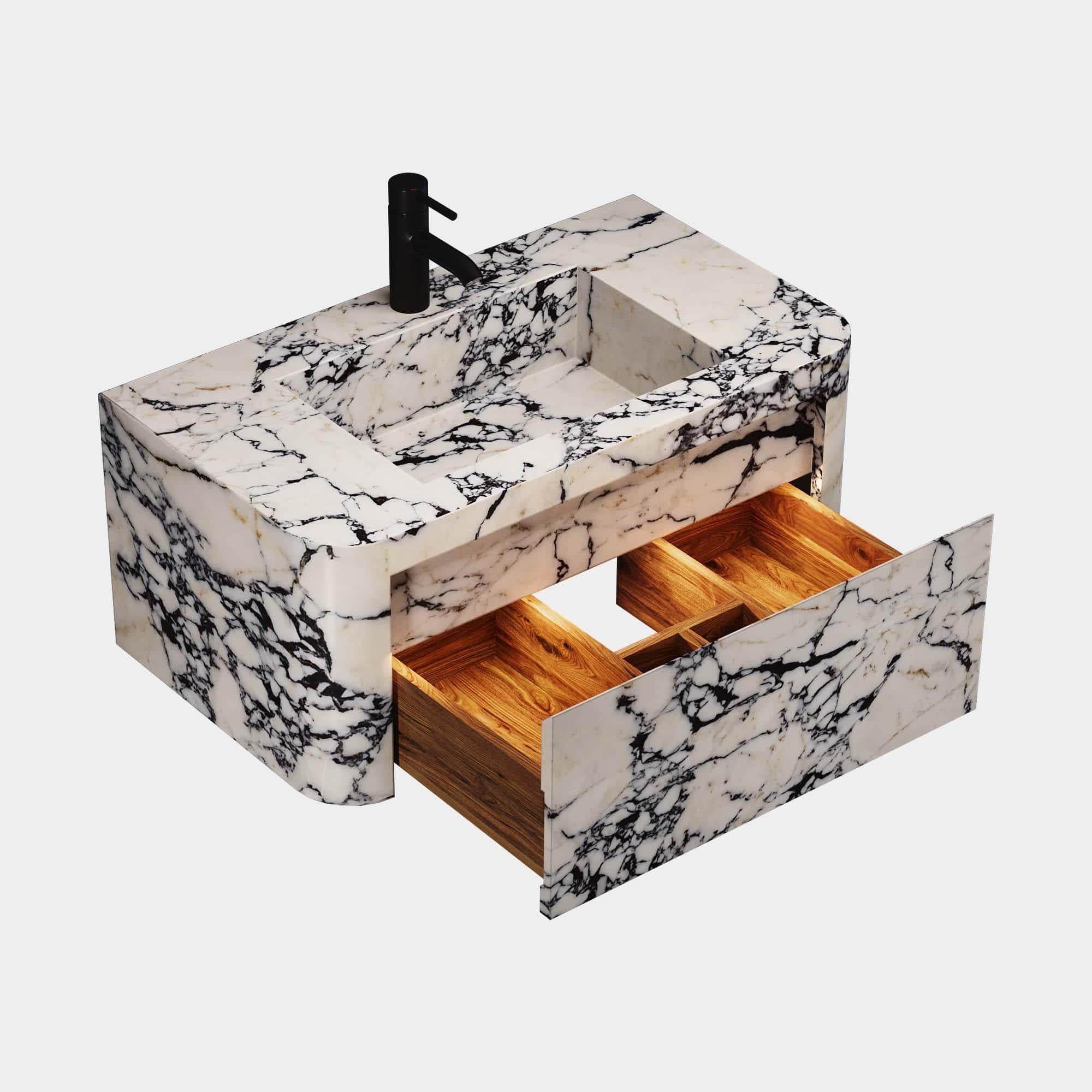 Marmo Lyke - Mobiletto da bagno a parete - Calacatta Viola - Medio in vendita